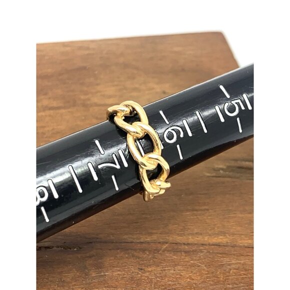 Wedding Band 14k Yellow Gold Ring 6.5mm Wide Curb Chain Estate Jewelry Size 6.5 - Picture 10 of 15